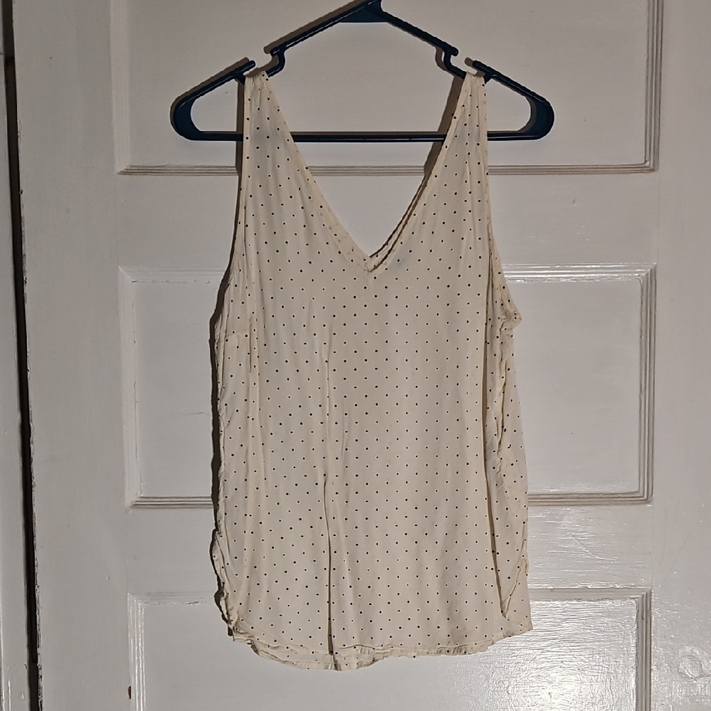 Women's Cream Polka Dot Tank Top